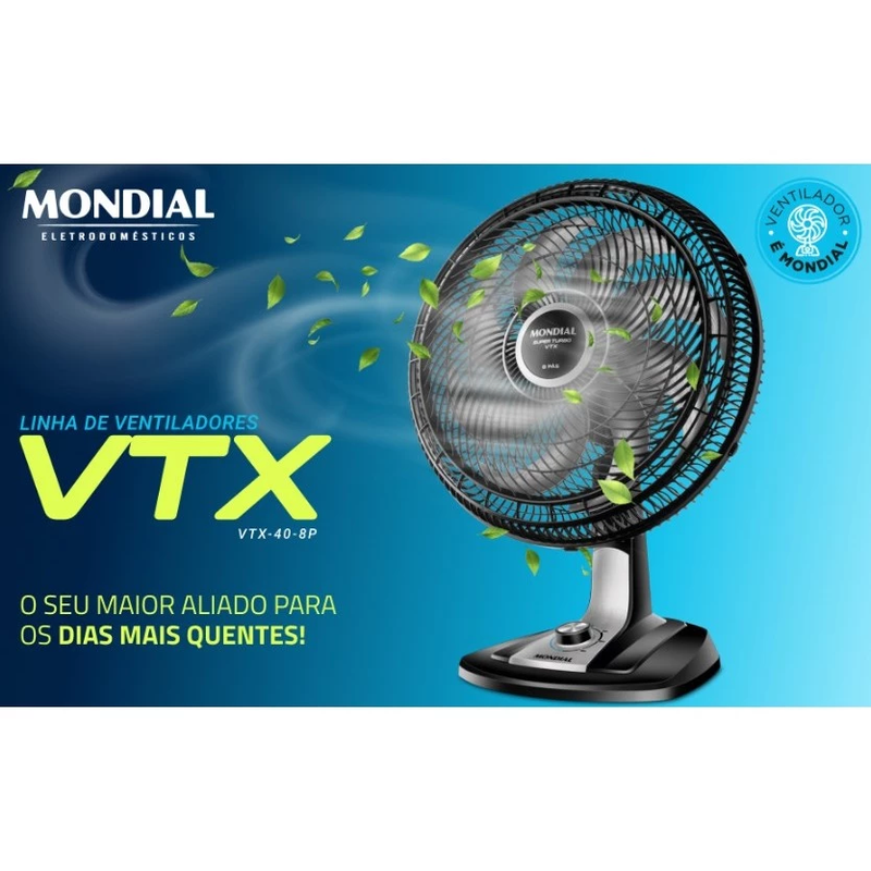 Ventilador VTX40, Super Turbo, 8 Pás, Mondial,  140W  - FRETE GRÁTIS!