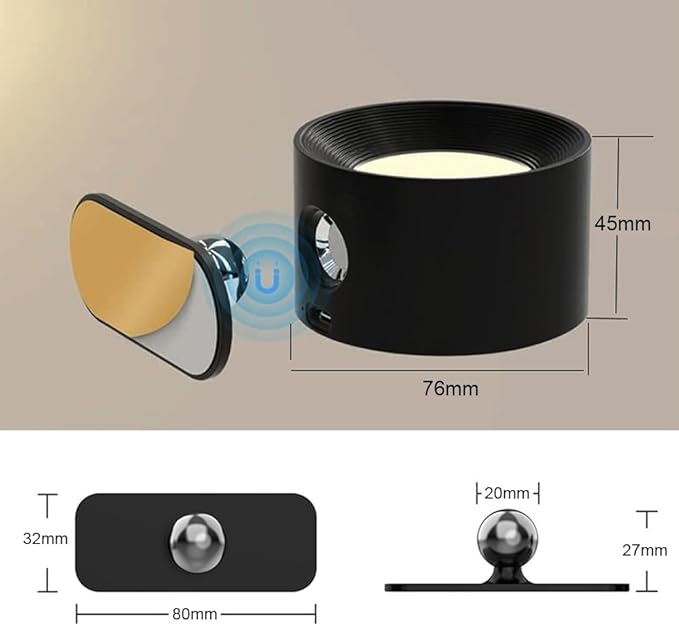 Arandela de Parede e cabeceiras LED - Giratória em 360º - 3 Níveis de Brilho, 3 Modos de Cor (BLACK FRIDAY)