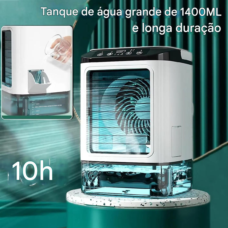 Ar Condicionado Portátil - spray duplo, atomização ultrassônica, refrigerador de ar mudo, luz noturna, desktop, 3 velocidades.