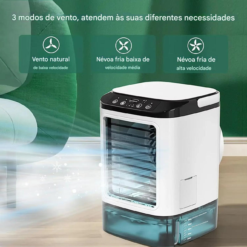 Ar Condicionado Portátil - spray duplo, atomização ultrassônica, refrigerador de ar mudo, luz noturna, desktop, 3 velocidades.