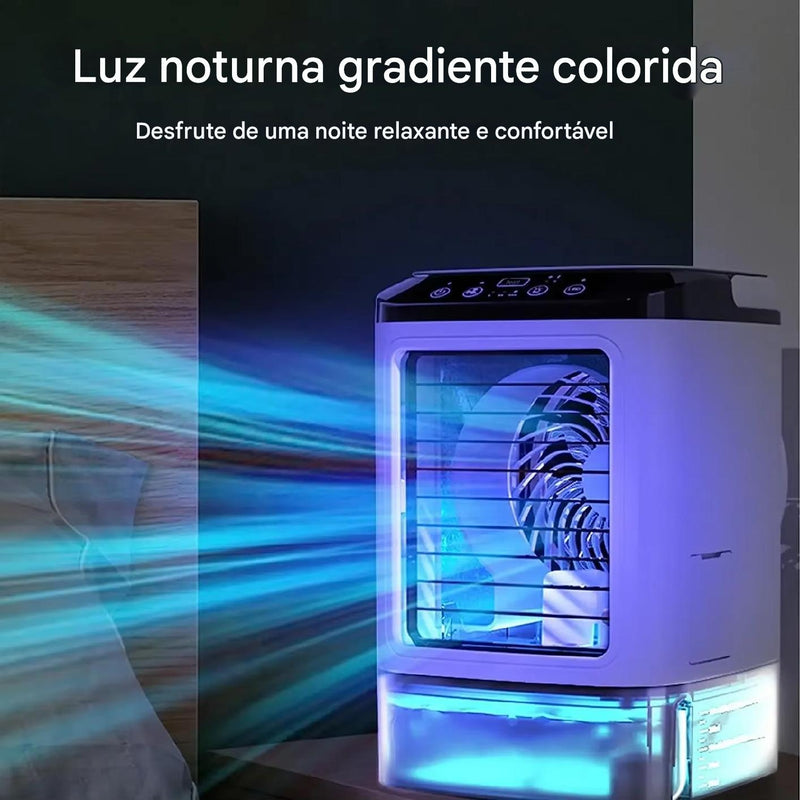 Ar Condicionado Portátil - spray duplo, atomização ultrassônica, refrigerador de ar mudo, luz noturna, desktop, 3 velocidades.