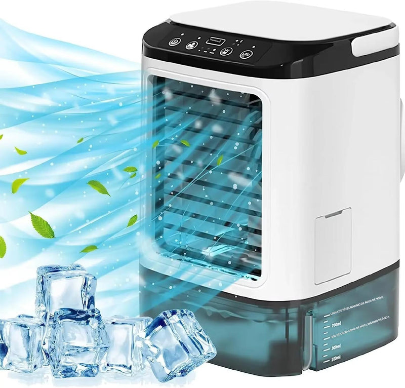 Ar Condicionado Portátil - spray duplo, atomização ultrassônica, refrigerador de ar mudo, luz noturna, desktop, 3 velocidades.