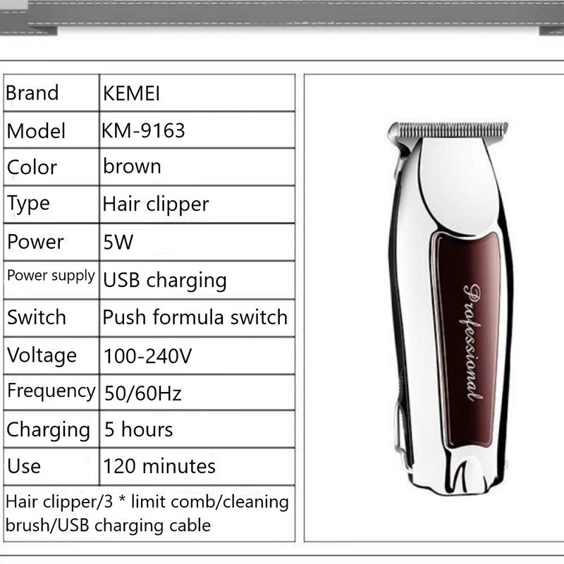 MAQUINA APARADORA DE PELO AJUSTE NÍVEL ''0'' PROFISSIONAL SEM FIO KEMEI KM - 9163.