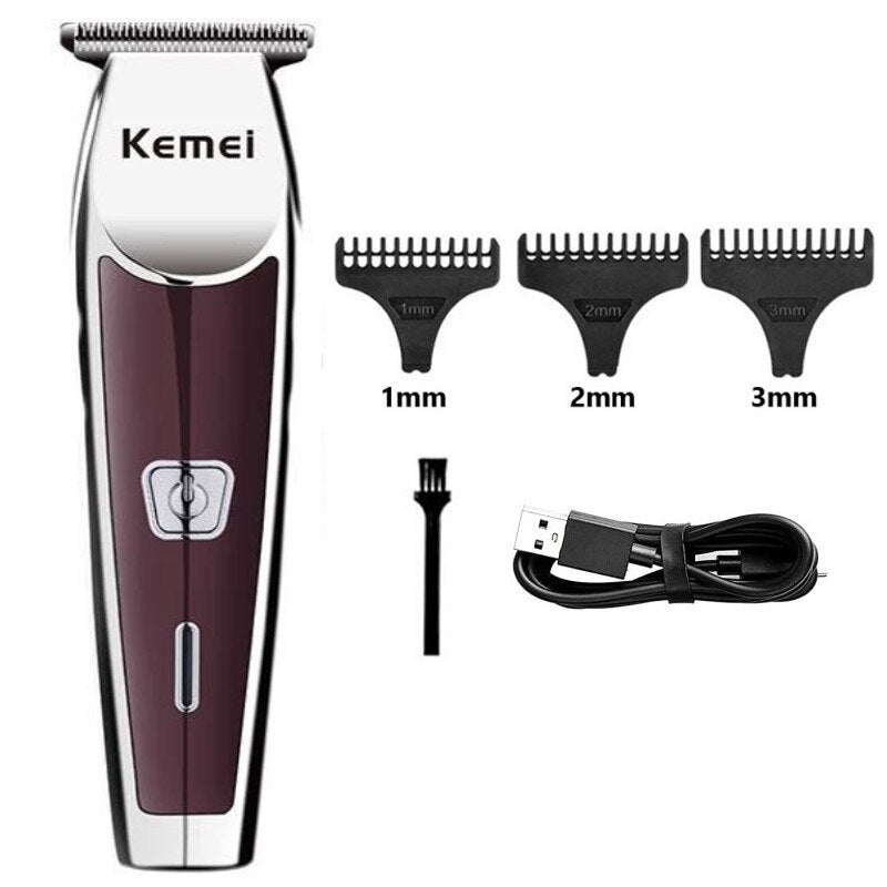 MAQUINA APARADORA DE PELO AJUSTE NÍVEL ''0'' PROFISSIONAL SEM FIO KEMEI KM - 9163.